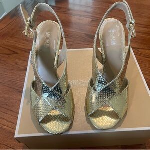 Michael Kors Metallic Gold Slingback Sandals